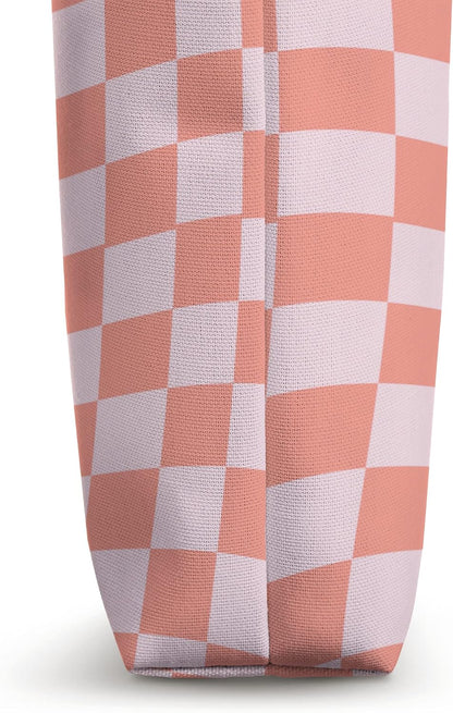 Classic Checkered Checker Checkerboard Wavy Peach Pink Tote Bag