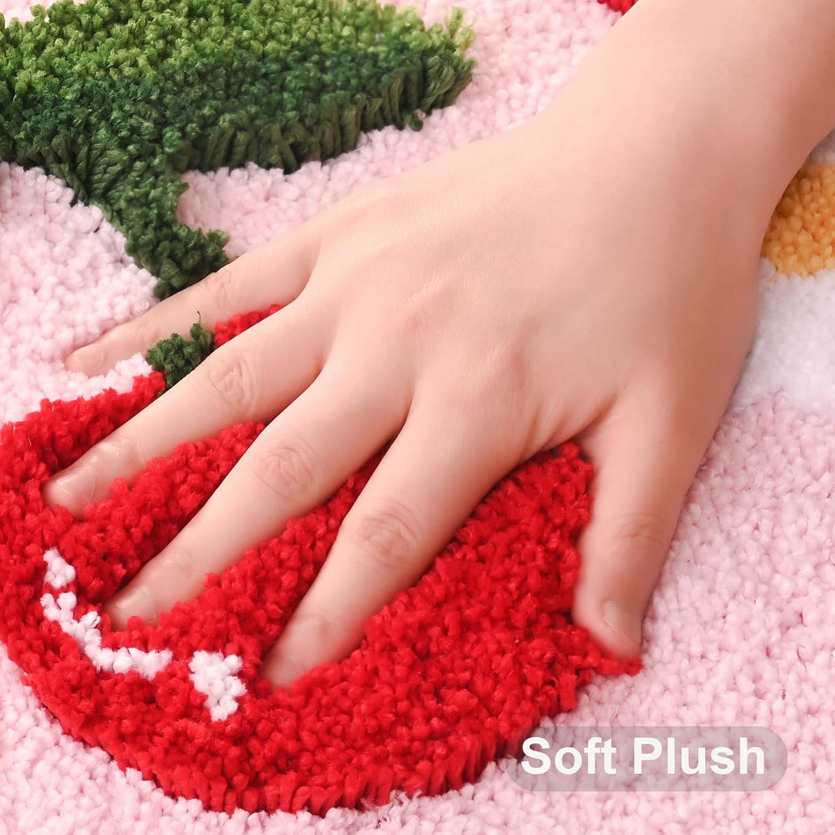 Anybar Pink Bathroom Rugs Cute Cherry Bath Mat Coloful Bathroom Accessories, Funny Flower Rug Non Slip Floor Mat, Machine Washable Bath Rug Soft Microfiber Carpet for Shower, Tub (18x26 inch)