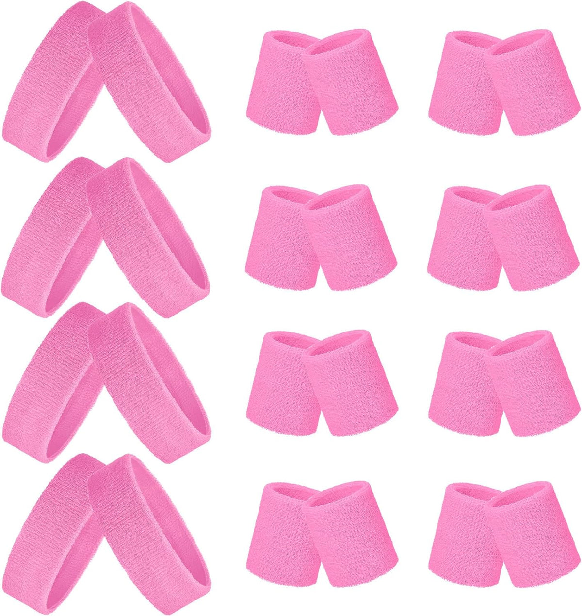 24 Pcs 80s Neon Sweatbands Set Head Wrist Band