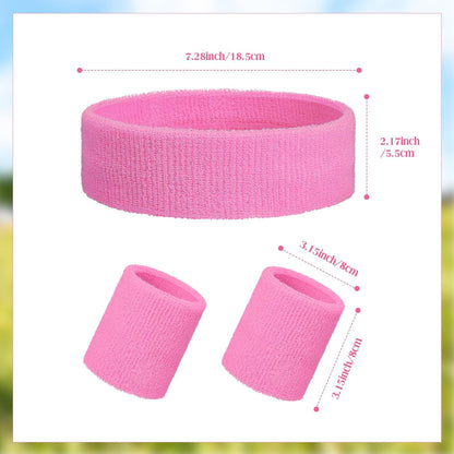 24 Pcs 80s Neon Sweatbands Set Head Wrist Band