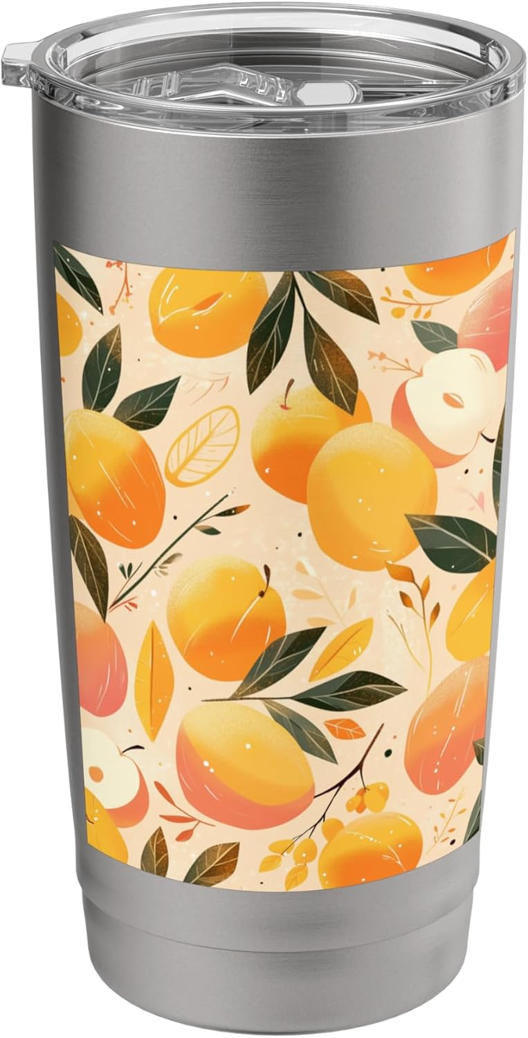 Peach Pattern Art Stainless Steel Insulated Tumbler