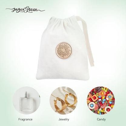 JagerGreen White Gift Bag with Peach Drawstring, 5.2x6.5 Inches 10 Pcs Drawstring Gift Bags with Stickers for Party, Wedding Favor, Christmas, Birthday, Candy, Bridal Shower, Craft Wrapping Supplies