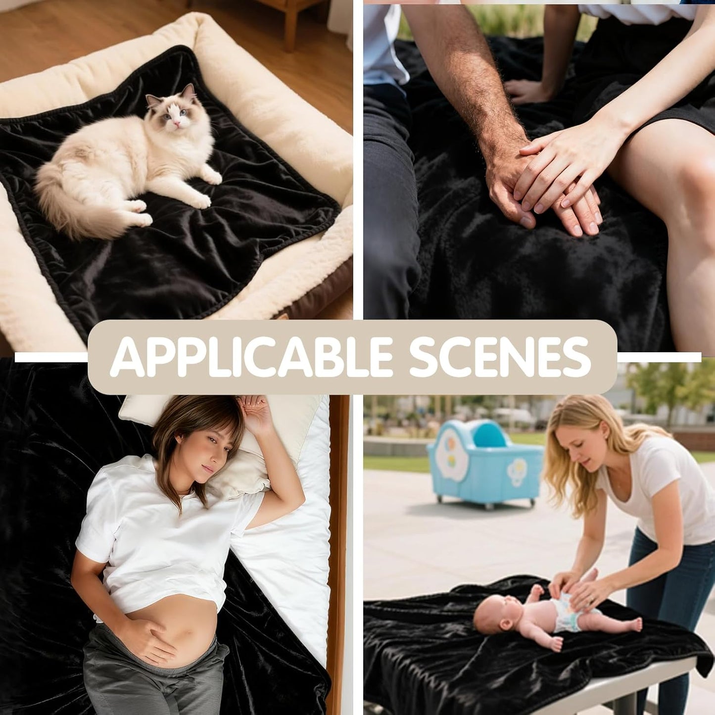 KISSAZ Black Waterproof Blanket for Bed, Reversible Leakproof King Size Bed Blankets, Double Sided Machine Washable for Couch Sofa Cover, Furniture ProtectorTravel, Movie Time, Queen Size (76''x80'')