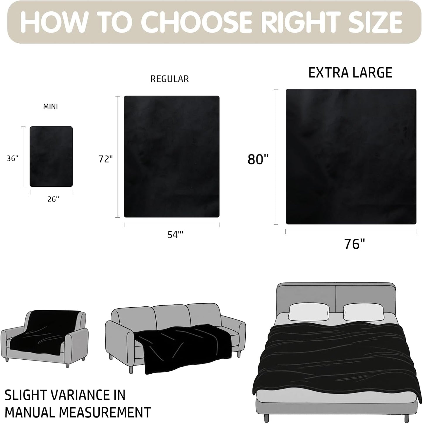 KISSAZ Black Waterproof Blanket for Bed, Reversible Leakproof King Size Bed Blankets, Double Sided Machine Washable for Couch Sofa Cover, Furniture ProtectorTravel, Movie Time, Queen Size (76''x80'')