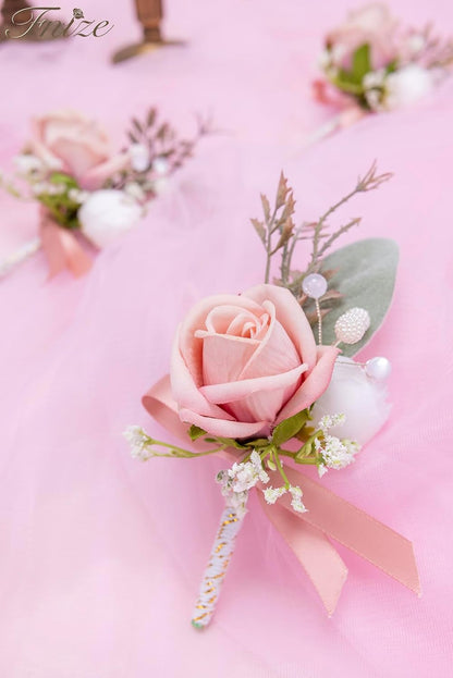 Pink Boutonniere for Men Set of 6 Groom Groomsmen Wedding Flower