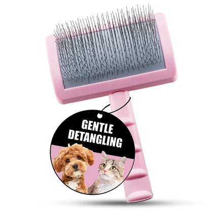 Deshedding Slicker Brush for Dogs & Cats, Small (S), Pink