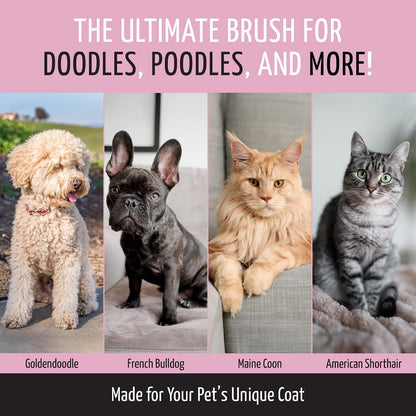 Deshedding Slicker Brush for Dogs & Cats, Small (S), Pink