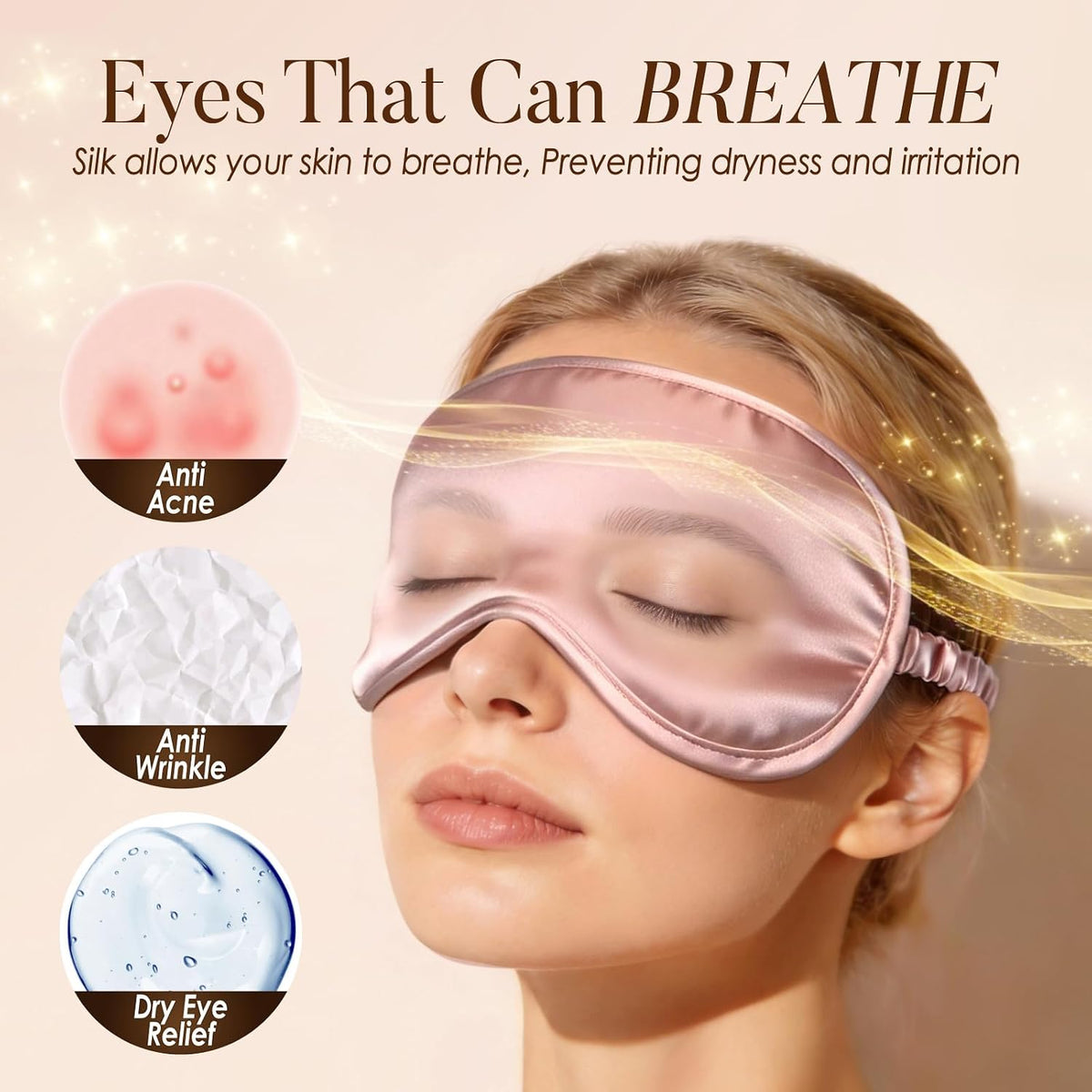 100% Mulberry Silk Sleep Eye Mask for Sleeping Women and Men, Pink