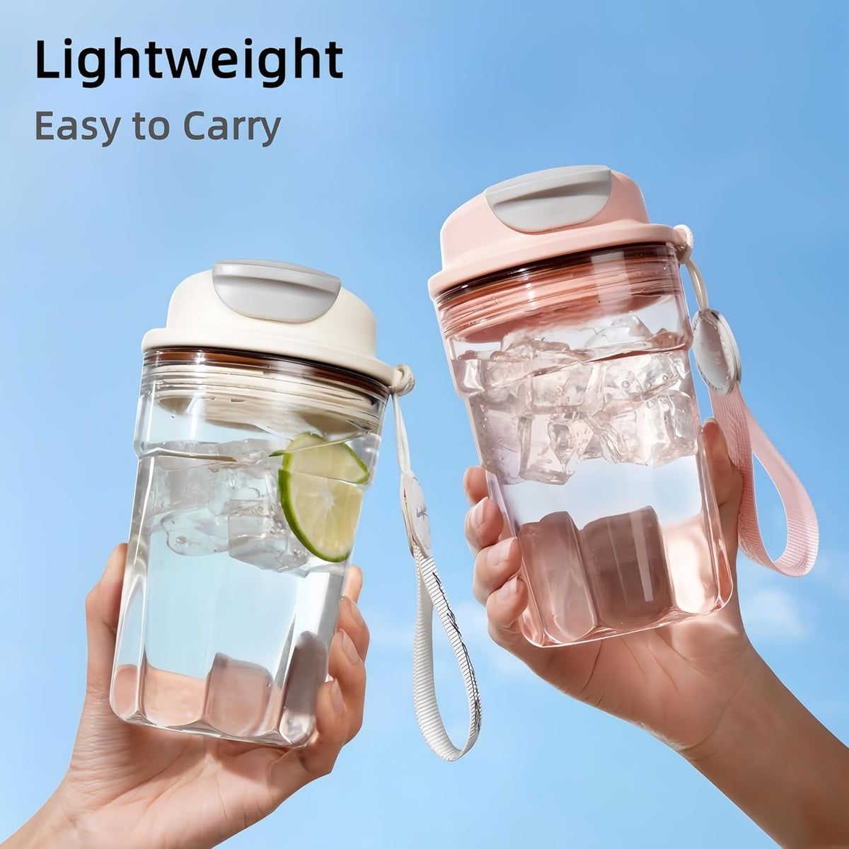 16oz Trendy Reusable Portable Tumbler, Leakproof Cup with Carry Strap(Pink)