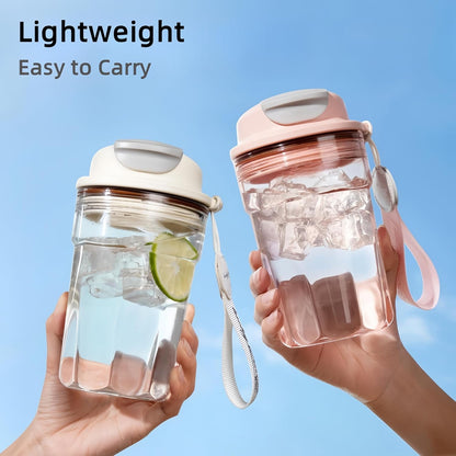 16oz Trendy Reusable Portable Tumbler, Leakproof Cup with Carry Strap(Pink)