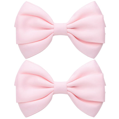 4.5 Inches Hair Bows for Girls Thick Ribbon Boutique Alligator Clips Hair Accessories for Baby Girls Toddlers Kids Teens 2 Pcs (Light Pink)