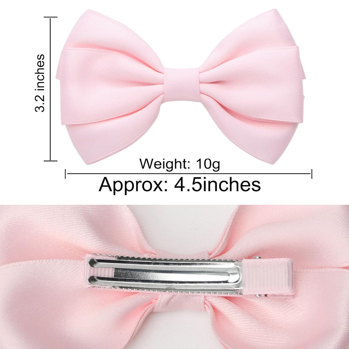 4.5 Inches Hair Bows for Girls Thick Ribbon Boutique Alligator Clips Hair Accessories for Baby Girls Toddlers Kids Teens 2 Pcs (Light Pink)