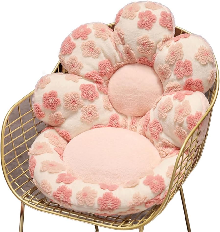 Flower Chair Cushion with Backrest Comfortable Office Chair Pad Student Dormitory Seat Cushion for Sedentary Group Home Decor