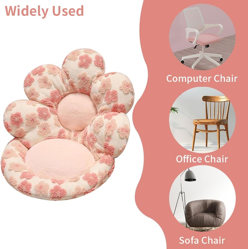Flower Chair Cushion with Backrest Comfortable Office Chair Pad Student Dormitory Seat Cushion for Sedentary Group Home Decor