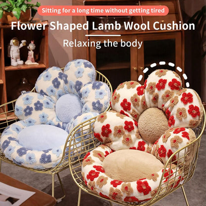 Flower Chair Cushion with Backrest Comfortable Office Chair Pad Student Dormitory Seat Cushion for Sedentary Group Home Decor