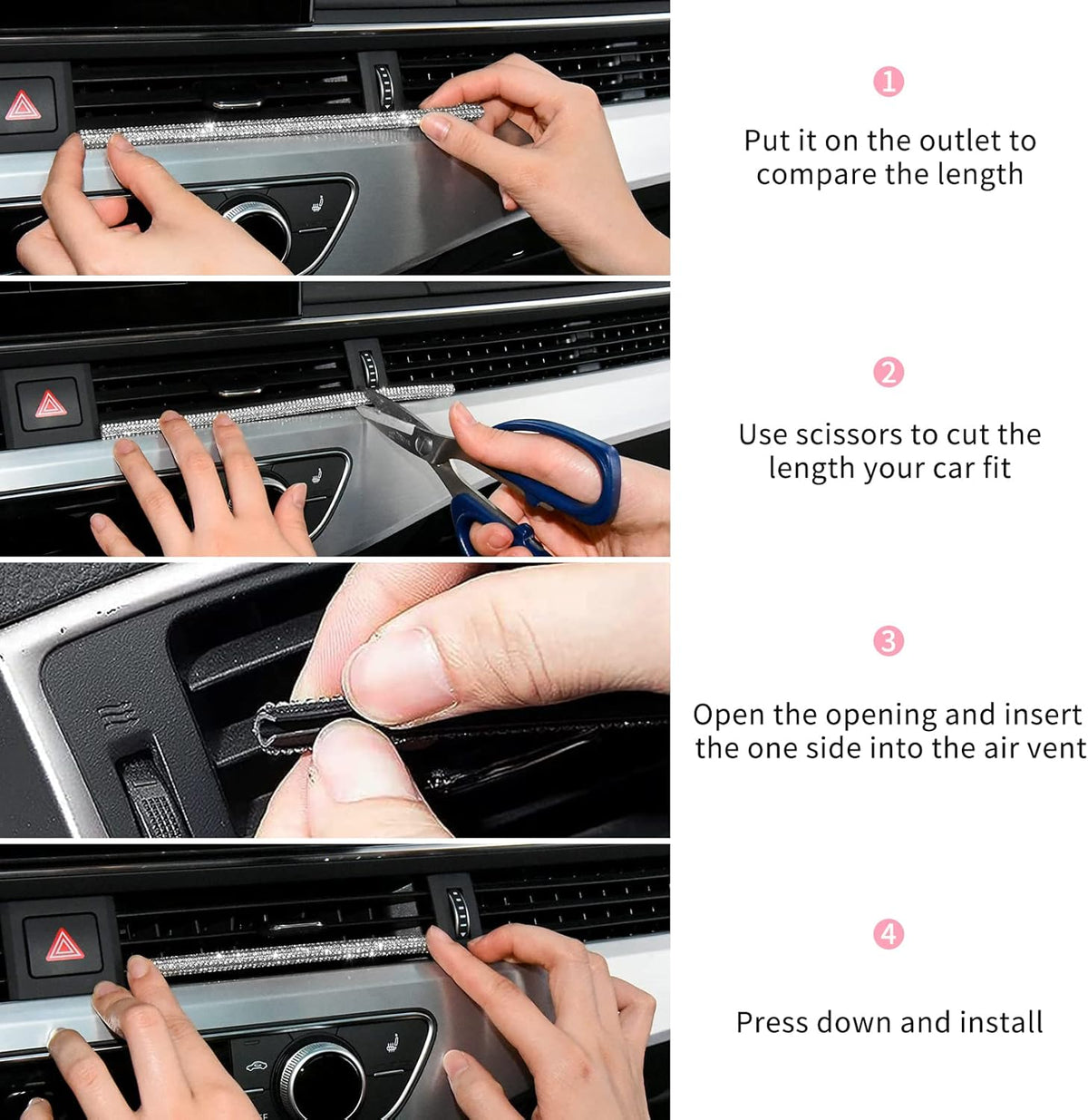 Bling Car Accessories for Women Bling Air Vent Outlet Trim Strip