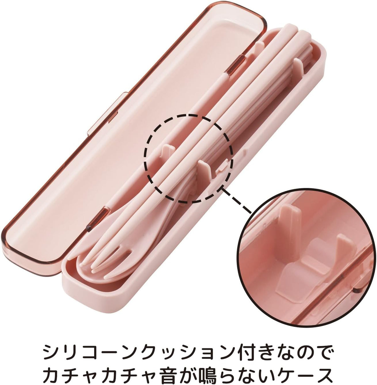 TAC1-A Slim Trio Set Bento Chopsticks, Spoon, Fork, 7.1 inches (18 cm), Dishwasher Safe, Made in Japan, Smoky Pink