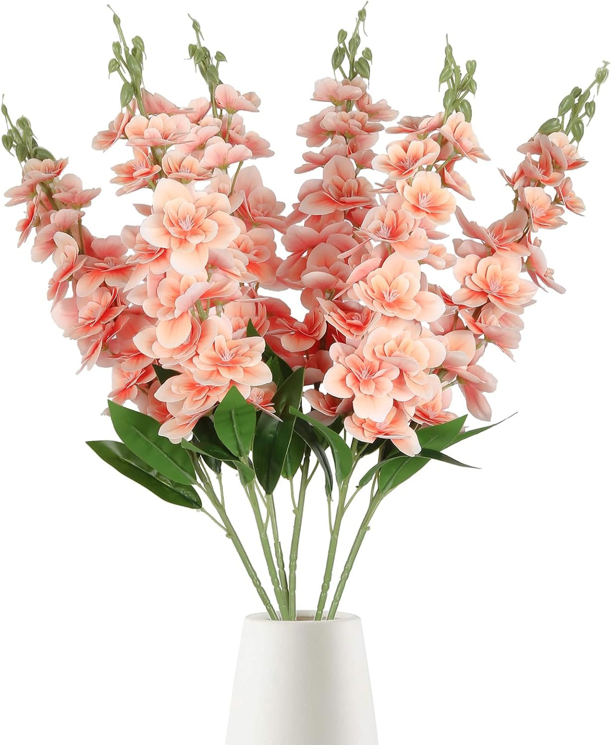 Delphinium Artificial Flowers,6PCS Artificial Snapdragon Flowers 33" Silk Larkspur Flowers for Tall Vases Wedding Party Home Table Decor(Peach)