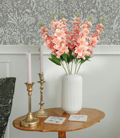 Delphinium Artificial Flowers,6PCS Artificial Snapdragon Flowers 33" Silk Larkspur Flowers for Tall Vases Wedding Party Home Table Decor(Peach)