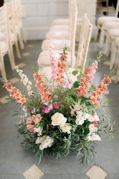 Delphinium Artificial Flowers,6PCS Artificial Snapdragon Flowers 33" Silk Larkspur Flowers for Tall Vases Wedding Party Home Table Decor(Peach)