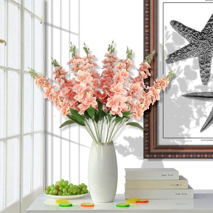 Delphinium Artificial Flowers,6PCS Artificial Snapdragon Flowers 33" Silk Larkspur Flowers for Tall Vases Wedding Party Home Table Decor(Peach)