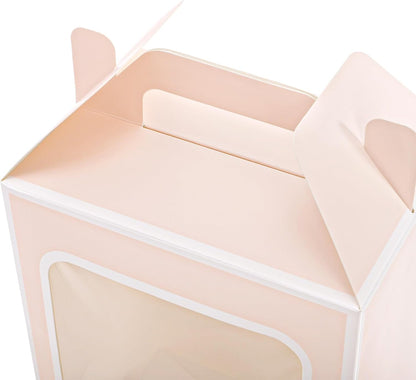 30-Pack Pink Gift Bags with Window, 9.8 Inches Tall Clear Favor Boxes, See Through Bag for Gifts, Party Favors, Weddings, Bridal Shower