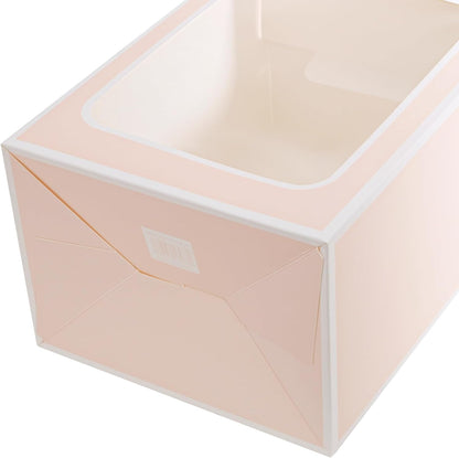 30-Pack Pink Gift Bags with Window, 9.8 Inches Tall Clear Favor Boxes, See Through Bag for Gifts, Party Favors, Weddings, Bridal Shower