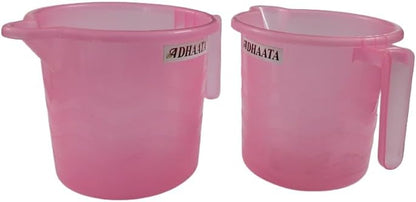 Bathing Mug, 1.5 Liter Capacity, Certified Water Bath Mug, LAHER (Pack of 2) (PINK)