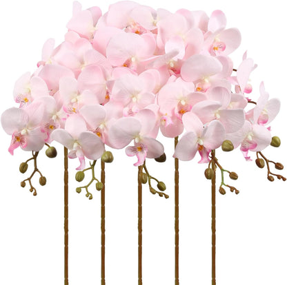5 PCS Light Pink Faux Orchid Stems 35.4" Fake Orchids Pink Flowers Silk Orchids That Look Real for Vase for Bridal Shower Home Party Wedding Decoration (Light Pink)