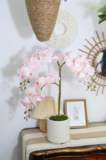5 PCS Light Pink Faux Orchid Stems 35.4" Fake Orchids Pink Flowers Silk Orchids That Look Real for Vase for Bridal Shower Home Party Wedding Decoration (Light Pink)
