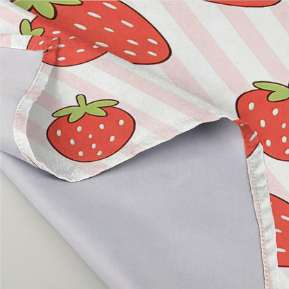 Pink Striped Strawberry Pattern Cloth napkins-4-pack 20 * 20 inch Reusable,Ultra Soft Fabric Napkins Suitable for Family Gatherings,Holiday Parties,Restaurants,and Home Decor.