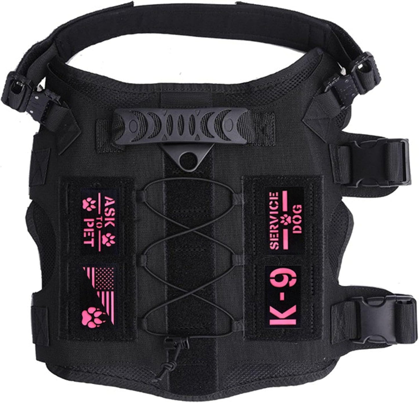 4 Pack Reflective Service Dog Ask to Pet k-9 Tactical Patchs Hook-Fastener Backing (Glow in Dark-Mix-Pink)