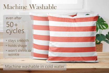 Home Set of 2 Pillow Case White Coral Nautical Stripes Outdoor Throw Pillow Covers Cushion Decorative Pillowcase Square 20 x 20 Inches