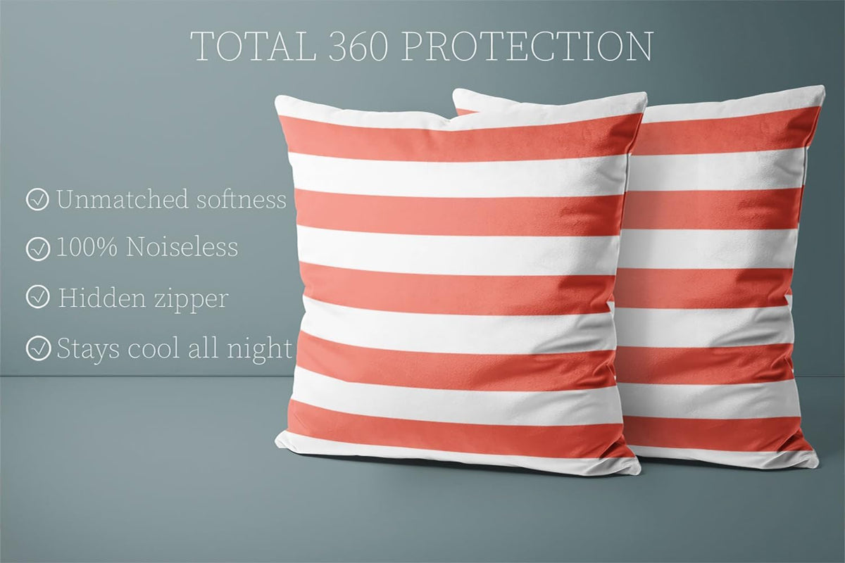 Home Set of 2 Pillow Case White Coral Nautical Stripes Outdoor Throw Pillow Covers Cushion Decorative Pillowcase Square 20 x 20 Inches
