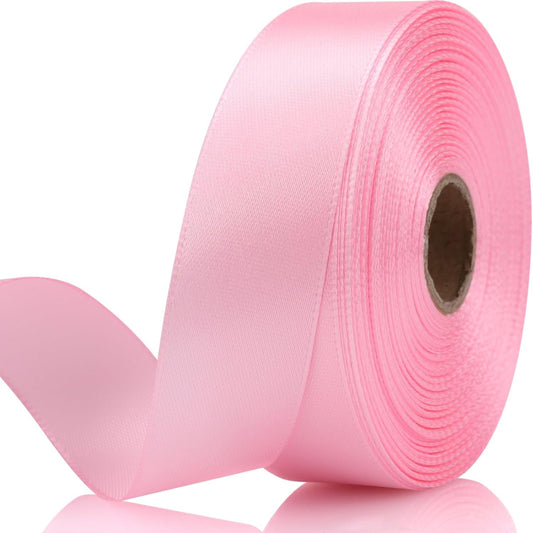 7/8 Inch 30 Yards Light Pink Satin Craft Ribbon-Single Face Polyester Ribbon for Handmade Roses,Gift Wrapping,Timeless Flower,Bouquets,Wedding and Party Decoration