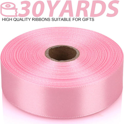 7/8 Inch 30 Yards Light Pink Satin Craft Ribbon-Single Face Polyester Ribbon for Handmade Roses,Gift Wrapping,Timeless Flower,Bouquets,Wedding and Party Decoration