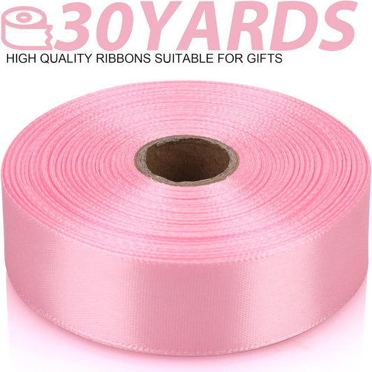 7/8 Inch 30 Yards Light Pink Satin Craft Ribbon-Single Face Polyester Ribbon for Handmade Roses,Gift Wrapping,Timeless Flower,Bouquets,Wedding and Party Decoration
