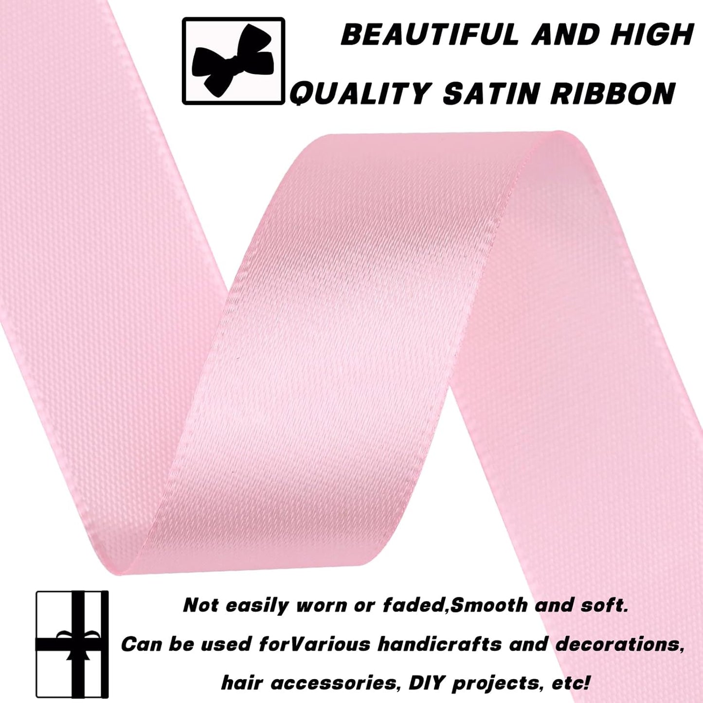 7/8 Inch 30 Yards Light Pink Satin Craft Ribbon-Single Face Polyester Ribbon for Handmade Roses,Gift Wrapping,Timeless Flower,Bouquets,Wedding and Party Decoration