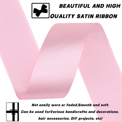 7/8 Inch 30 Yards Light Pink Satin Craft Ribbon-Single Face Polyester Ribbon for Handmade Roses,Gift Wrapping,Timeless Flower,Bouquets,Wedding and Party Decoration