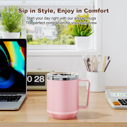 16oz Heated Coffee Mug for Cup Warmer, 304SS Flat Bottom for Rapid Heating