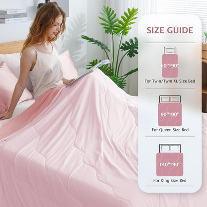 Cooling Comforter Queen Size Cool Blanket for Hot Sleepers (Pink)