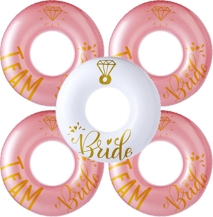 5 Pcs Bride Pool Float Funny Bachelorette Party Decorations Inflatable Pool Tubes for Adults 48'' Team Bridal Pool Floaties Party Favors for Bachelorette Bridal Shower Party