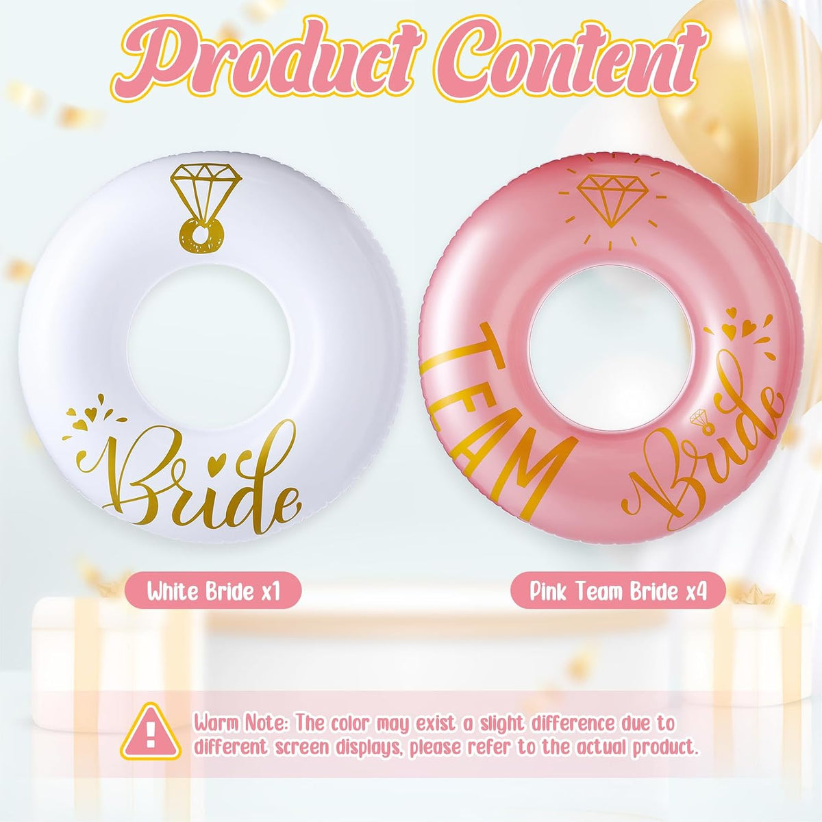5 Pcs Bride Pool Float Funny Bachelorette Party Decorations Inflatable Pool Tubes for Adults 48'' Team Bridal Pool Floaties Party Favors for Bachelorette Bridal Shower Party