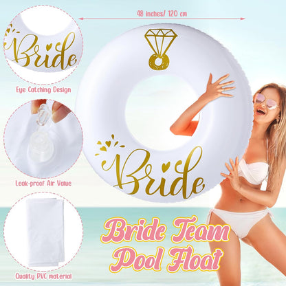 5 Pcs Bride Pool Float Funny Bachelorette Party Decorations Inflatable Pool Tubes for Adults 48'' Team Bridal Pool Floaties Party Favors for Bachelorette Bridal Shower Party