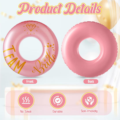 5 Pcs Bride Pool Float Funny Bachelorette Party Decorations Inflatable Pool Tubes for Adults 48'' Team Bridal Pool Floaties Party Favors for Bachelorette Bridal Shower Party