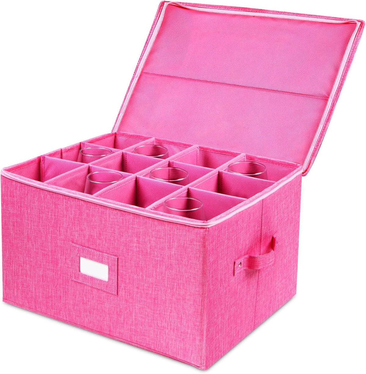 Wine Glass Storage Box, Stemware Storage Containers Cases with Dividers