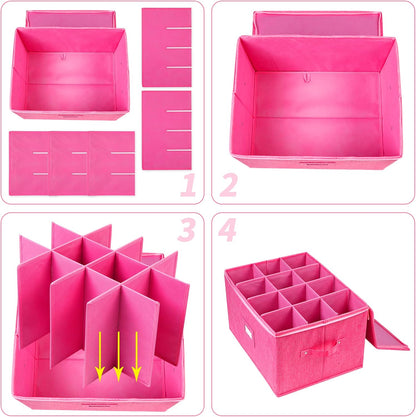 Wine Glass Storage Box, Stemware Storage Containers Cases with Dividers