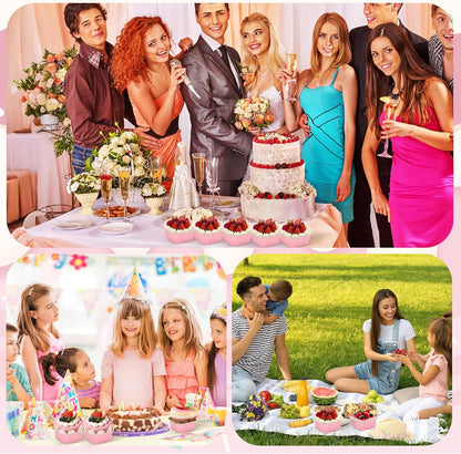30Pack 5oz Pink Mini Cake Pans with Lids Baking Cups Aluminum Foil Pans Tins, Individual Dessert Cups Containers for Sales,Party,Picnics