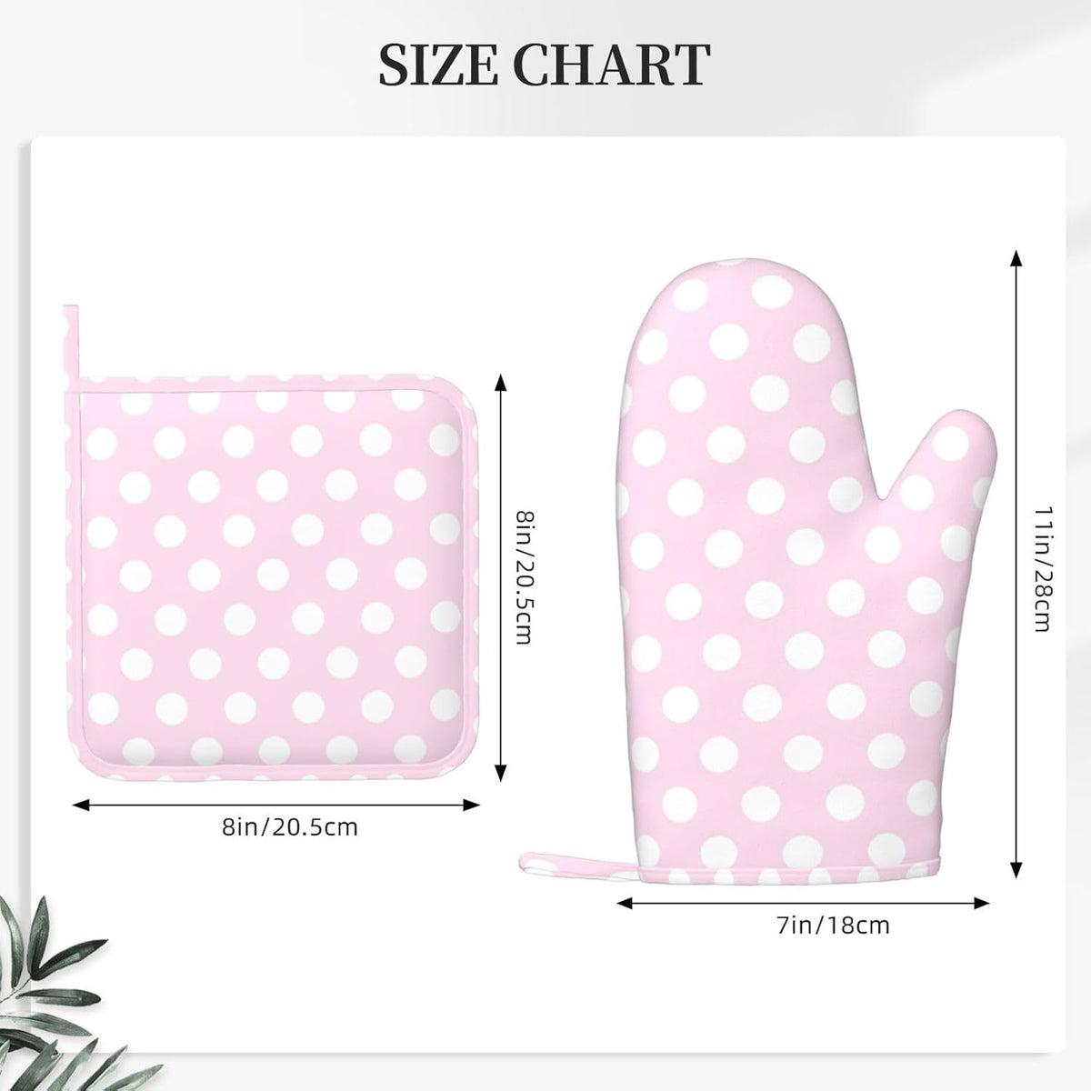 Light Pink Polka Dot Print A Oven Mitts and Pot Holders Sets - Heat Resistant Silicone Oven Mitts Pot Holders for Kitchen Cooking Baking, Non-Slip Ovens Gloves Hot Pads Potholders