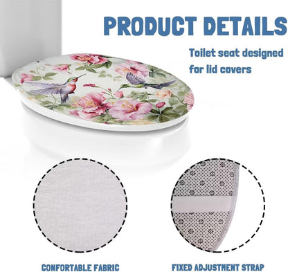 Green Hummingbird Toilet Bowl Cover Seat Pink Flower Toilet Seat Cover Toilet Seat Covers for Bathroom Toilet Seat Cover Elongated Adjusts to Shape of Toilet Lid Toilet Cover